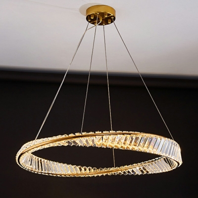 Contemporary Ring LED Chandelier Light Fixture Crystal Pendant Chandelier