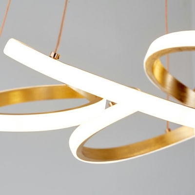 Curved Chandelier Lights Modern Metal 1-Light Chandelier Light Fixture in Gold