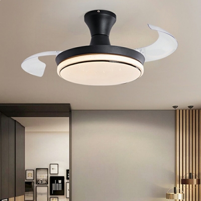 Flushmount Fan Lighting Children's Room Style Acrylic Flush Fan Light Fixtures for Living Room Remote Control Stepless Dimming
