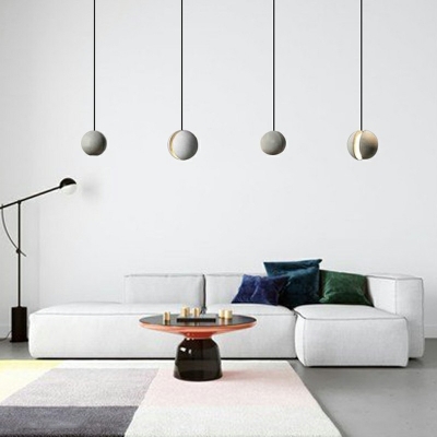 Globe Suspension Pendant Modern Stone Hanging Ceiling Light for Living Room