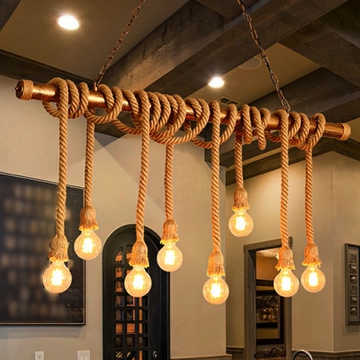 Industrial Chandelier Lighting Fixtures Rope Hanging Chandelier for Dining Room