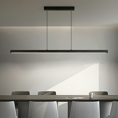 Linear Island Chandelier Lights Black Modern Ceiling Pendant Light for Dinning Room