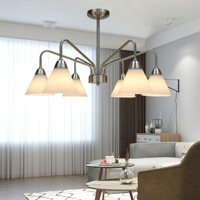 Metal and Glass Chandelier Lighting Fixtures Modern Hanging Ceiling Lights for Living Room