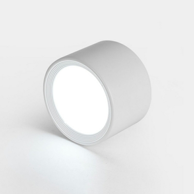 Modern Style Drum Flush Ceiling Light Fixture Metal White Light 1-Light Flush Mount Light Fixtures in Black