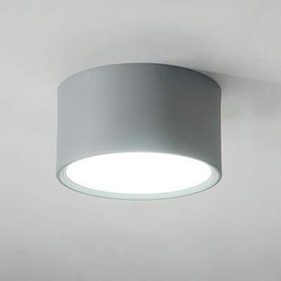 Modern Style Drum Flush-Mount Light Fixture Metal 1-Light Flush Mount Lamp in Black