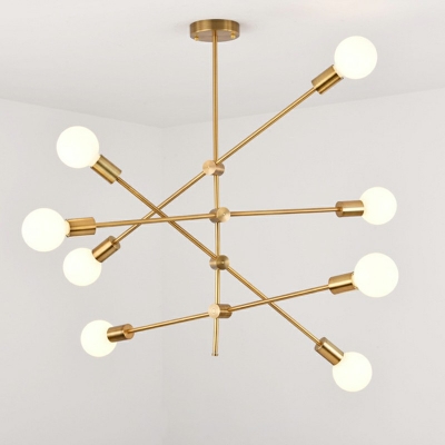 Postmodern Bare Bulb Hanging Light Multi-Light Metal Chandelier Light for Living Room