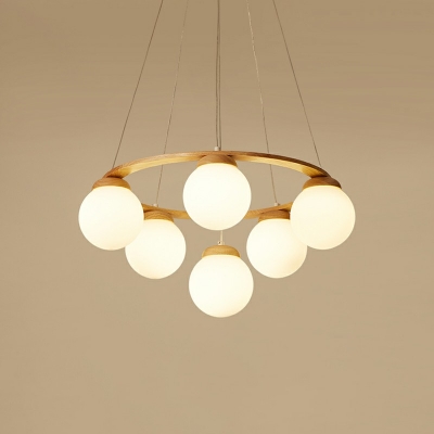 Sphere Chandelier Lights Modern Wood Chandelier Light Fixture for Dining Room