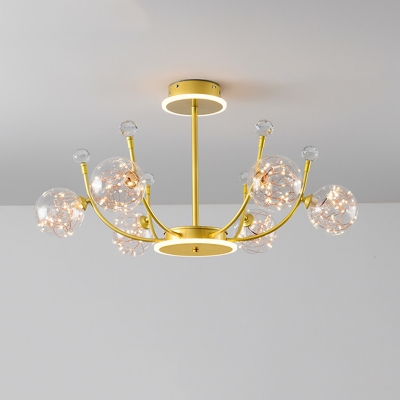 Sphere Chandelier Lights Traditional Glass Chandelier Light Fixture in Gold