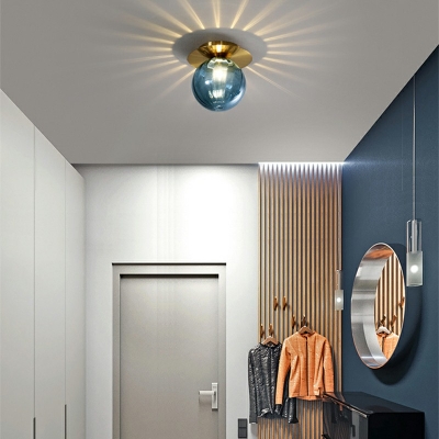 1-Light Flush Mount Pendant Light Modern Globe Shape Glass Ceiling Mounted Fixture