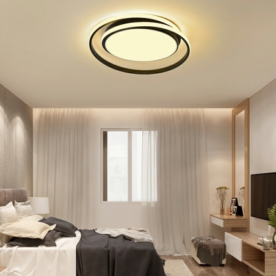 2-Light Flush Mount Lamp Minimalist Style Geometric Shape Metal Ceiling Mounted Fixture