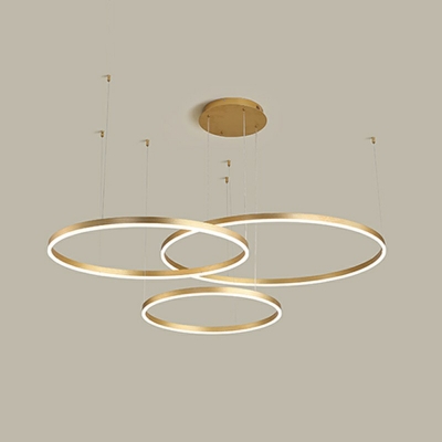 3-Light Pendant Lights Minimalist Style Ring Shape Metal Chandelier Light Fixture