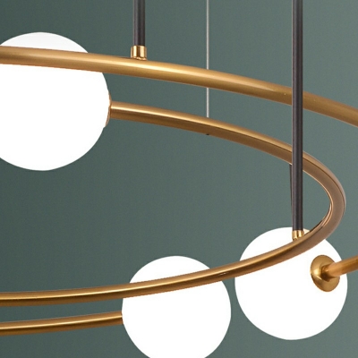 8-Light Ceiling Chandelier Simple Style Globe Shape Metal Hanging Lamp Kit