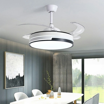 Contemporary Semi Mount Ceiling Fan Lighting Acrylic Ambient Light Fixtures for Bedroom