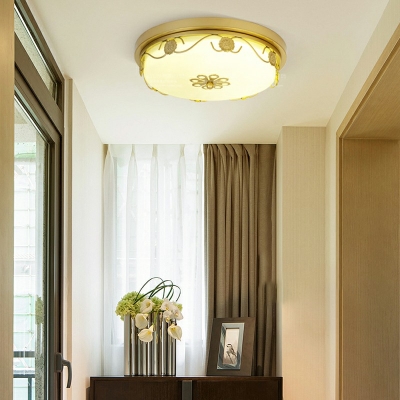 Cylinder Flush Lighting Traditional Galss Third Gear 1-Light Flush Mount Lamp for Living Room