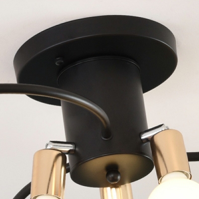 Industrial Linear Flush Lighting Metal 6-Light Flush Mount Lamp for Living Room