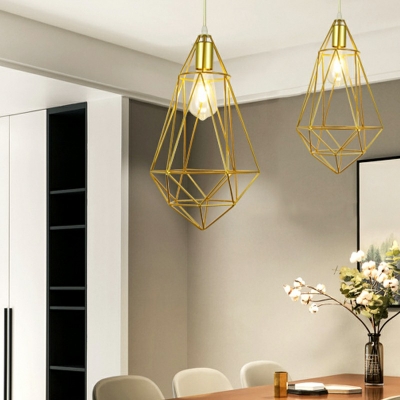 Metal Geometric Pendant Light Fixture Single Lights for Dining Room
