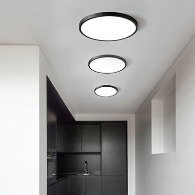Modern Style Circle Flushmount Acrylic 1-Light Flush Light Fixtures in Black