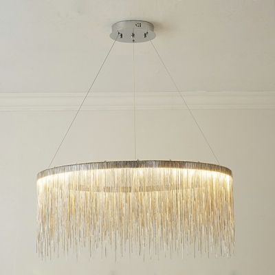 Postmodern Style Tassels Chandelier Light Round Metal Chandelier Lamp for Dining Room