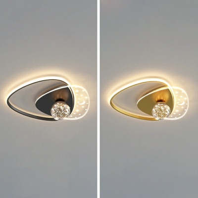 Ring Flush Ceiling Light Fixtures Modern Style Glass 3-Lights Flush Mount Lighting in Gold