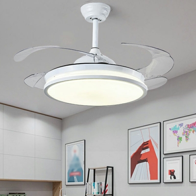 Semi Fan Flush Children's Room Style Acrylic Semi Fan Flush Mount Light for Living Room