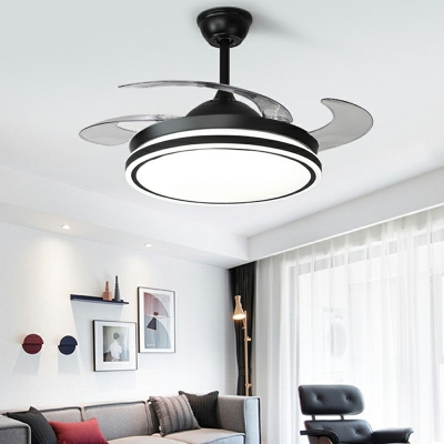 Semi Mount Fan Lighting Contemporary Style Acrylic Semi Fan Flush for Living Room