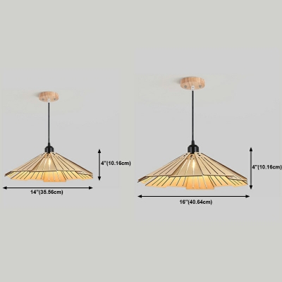 Single Bulb Ceiling Pendant Lamp Wood Hat Shape Hanging Light Fixture