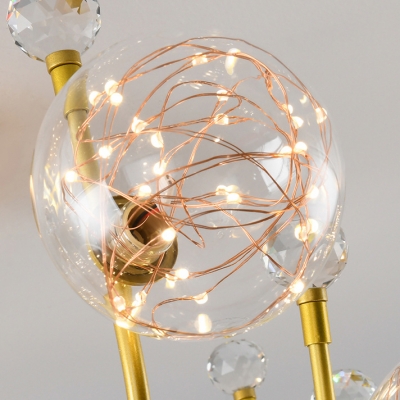 Sphere Chandelier Lights Traditional Glass Chandelier Light Fixture in Gold