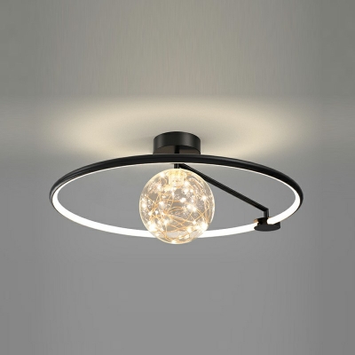 Sphere Flush Lighting Modern Glass 2-Light Flush Mount Lamp for Bedroom