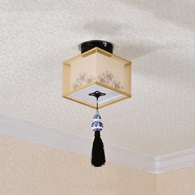 Traditional Style Flush Mount Ceiling Light Fabric Flush-Mount Light Fixture for Corridor