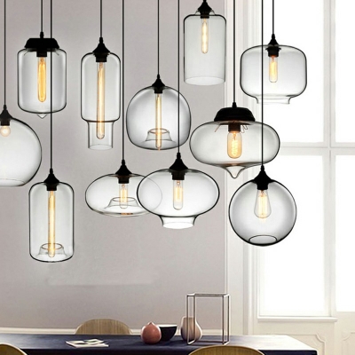 Transparent Glass Single Heads Hanging Light Fixtures Hanging Ceiling Lights