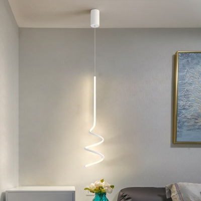 Waveforms Hanging Lights Modern Style Metal 1-Light Hanging Light Kit in Black