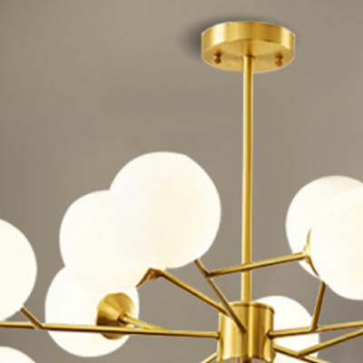 18-Light Hanging Light Fixtures Contemporary Style Ball Shape Metal Chandelier Lights