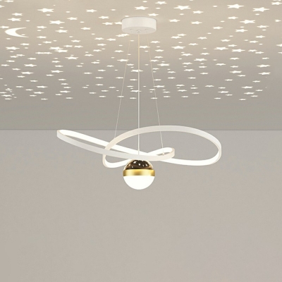 2-Light Hanging Light Fixtures Minimalism Style Geometric Shape Metal Chandelier Lights