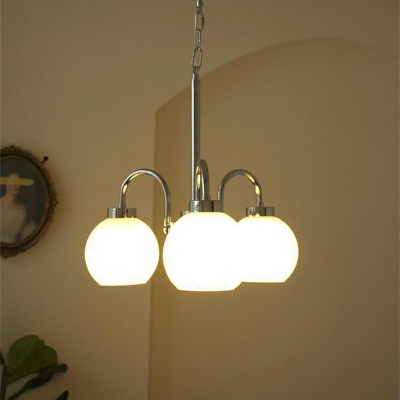 3-Light Hanging Light Fixtures Minimalism Style Globe Shape Metal Chandelier Lights