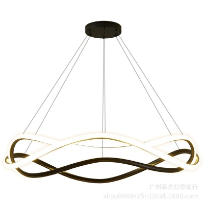 Contemporary Spiral Chandelier Lamp Black Metal Chandelier Light