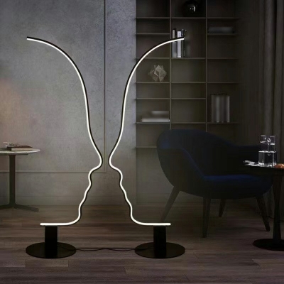 LED Face Art Floor Lamp Simple Living Room Sofa Decoration Bedside Stand Up Lamps