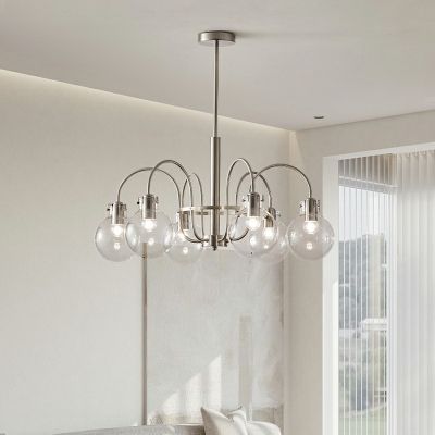 Modern Style Orb Chandelier Light Glass 8-Lights Ceiling Chandelier in Sliver