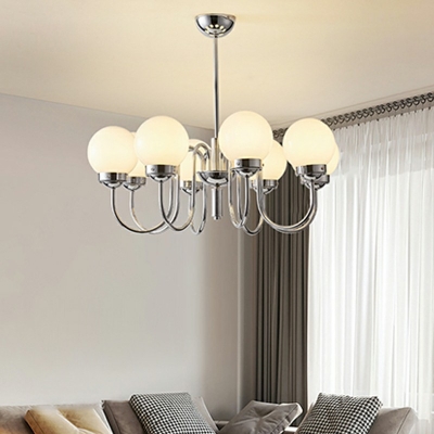 Modern Style Orb Chandelier Light Glass 8-Lights Ceiling Chandelier in Sliver