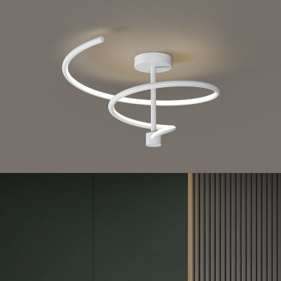 Round minimalist Ceiling Light Stylish Modern Metal LED Semi Flush Mount Lamp for Bedroom