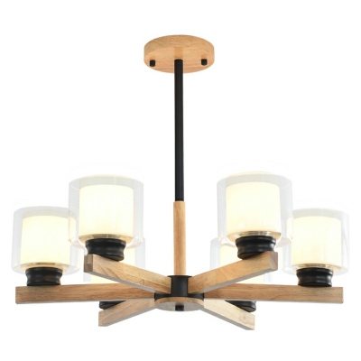 Simple Style Wooden Chandelier Nordic Style Iron Pendant Light for Living Room and Dining Room