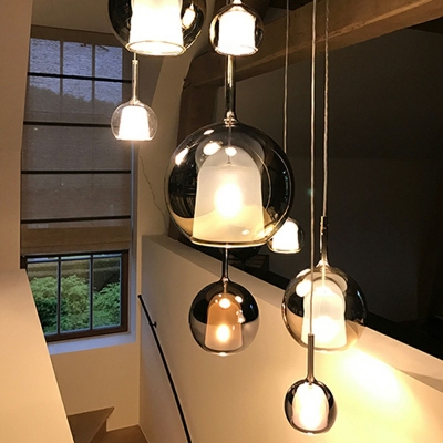 Single Head Hanging Ceiling Lights Creative Ball Glass Head Fixtures