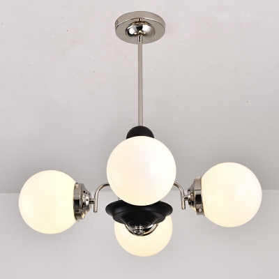 White Glass Chandelier Lighting Fixtures Metal Modern Hanging Lamps for Dinning Room