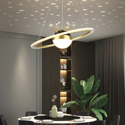 2-Light Hanging Light Fixtures Minimalism Style Geometric Shape Metal Chandelier Lights