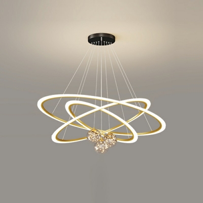 6 Lights Hoop Chandelier Lamp Modern Style Metal Chandelier Light in Gold