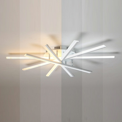 9 Lights Sputnik Flushmount Lighting Industrial Style Metal Flush Light Fixtures in White
