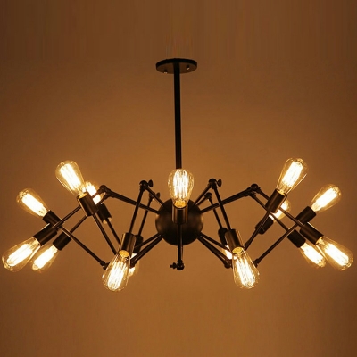 Chandelier Light Fixture Industrial Style Exposed Bulb Shape Metal Pendant Lighting Fixtures, 8/14/16 Light