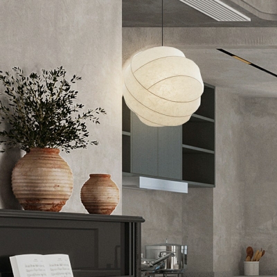 Cocoon Fiber Ceiling Pendant Lamp Contemporary White Fabric Art Deco Suspended Light