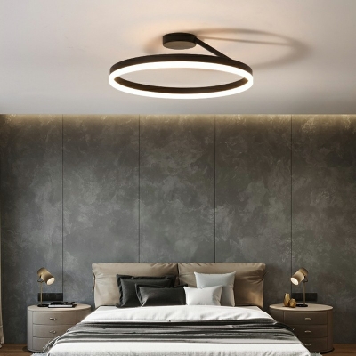Contemporary Ceiling Light Circle 1 Light Black Ceiling Fixture for Bedroom