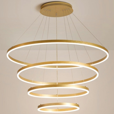Modern Style Circular Ring Chandelier Light Metal 5-Lights Chandelier Lighting Fixtures in Gold