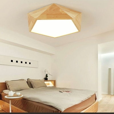Modern Wood Led Ceiling Light Fixture Living Room Flush Mount Light